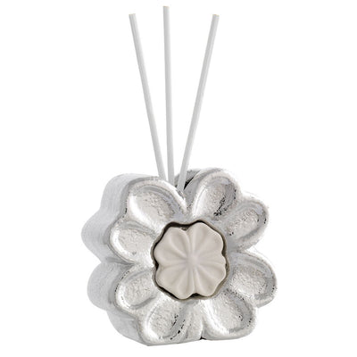 Bagutta Profumatore per Ambienti in Ceramica Fiore Argentato 8x4x8 cm