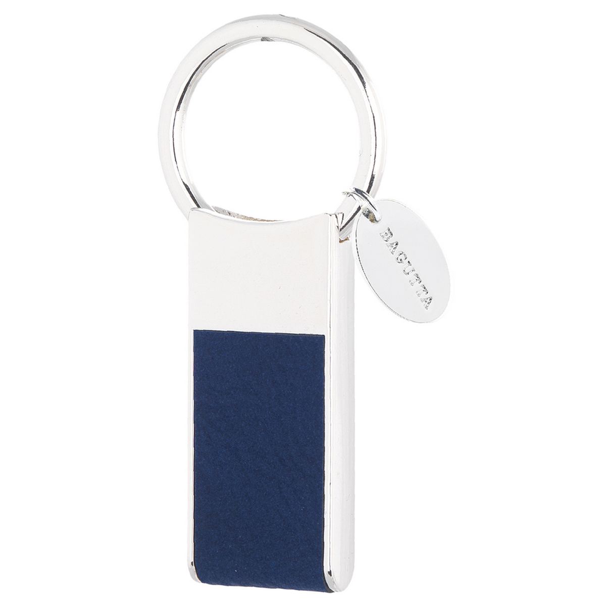 Bagutta Portachiavi Finitura Silver con Inserto Rettangolare Blu 7 cm