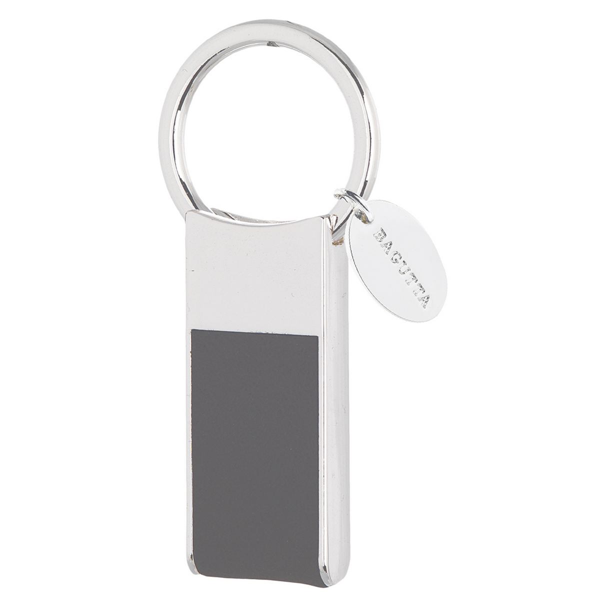 Bagutta Portachiavi Finitura Silver con Inserto Rettangolare Grigio 7 cm