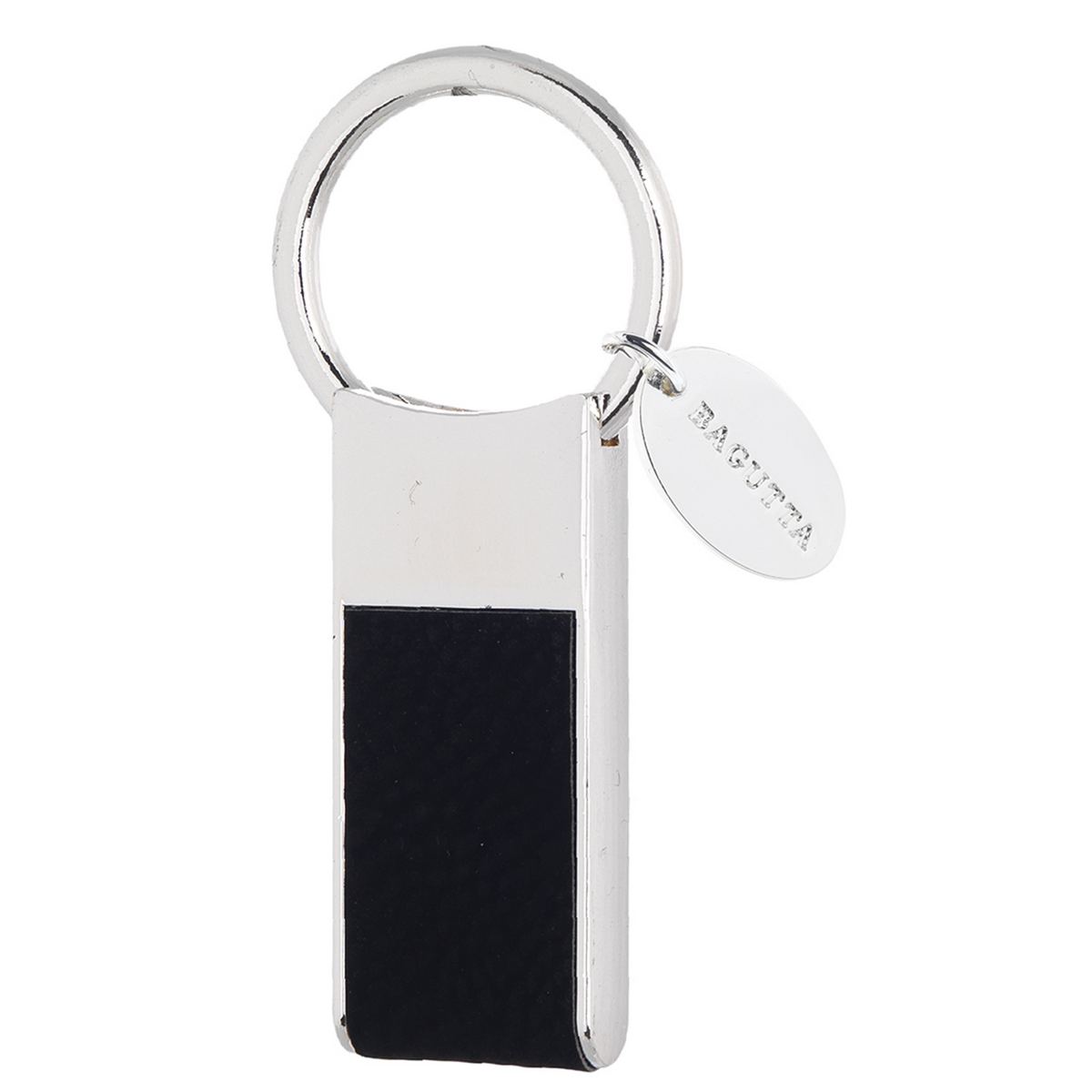 Bagutta Portachiavi Finitura Silver con Inserto Rettangolare Nero 7 cm