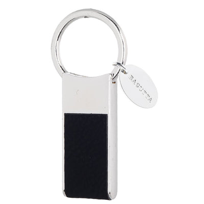Bagutta Portachiavi Finitura Silver con Inserto Rettangolare Nero 7 cm