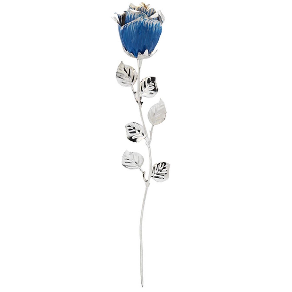 Bagutta Rosa Silver Plated Blu con Petali Argentati 33 cm