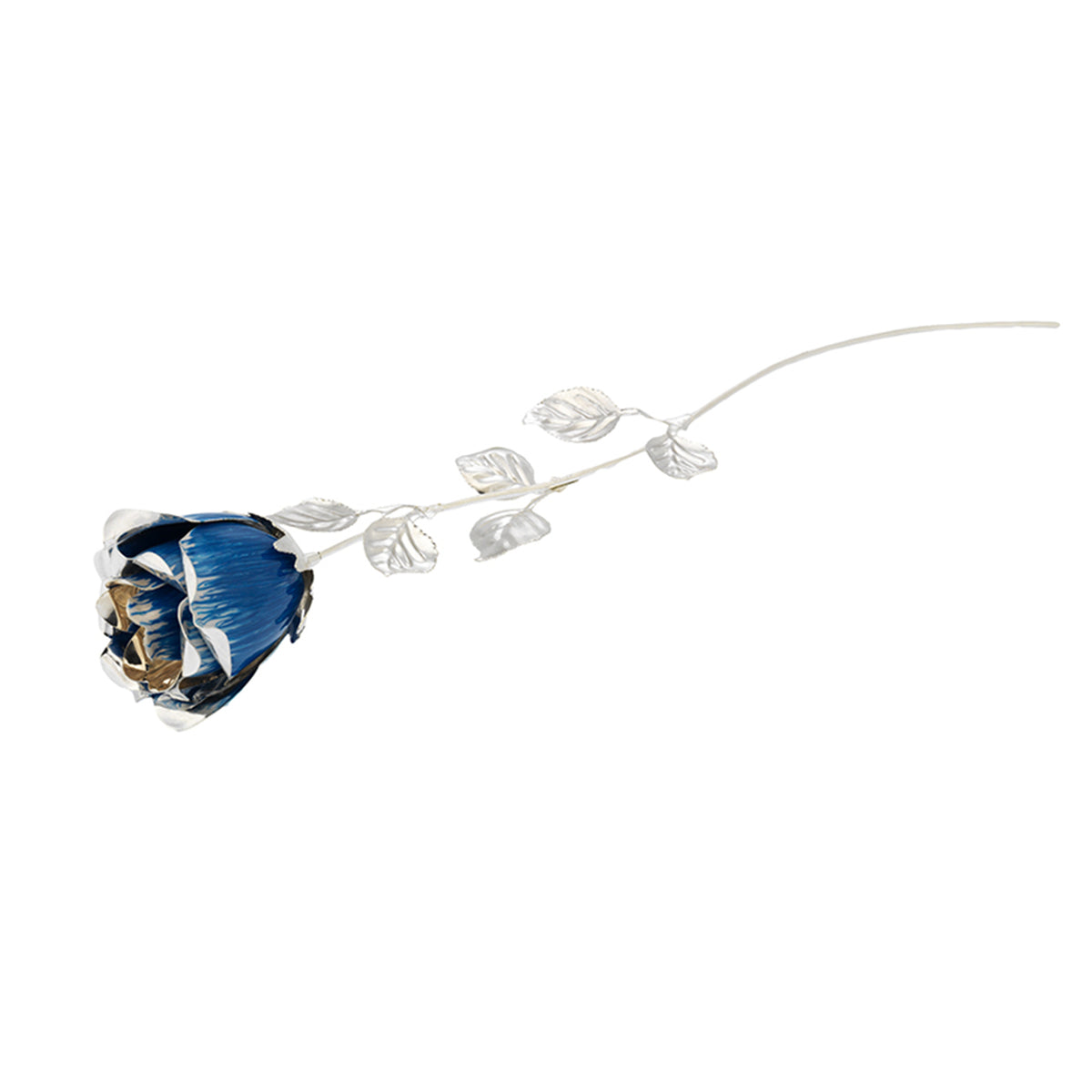 Bagutta Rosa Silver Plated Blu con Petali Argentati 33 cm