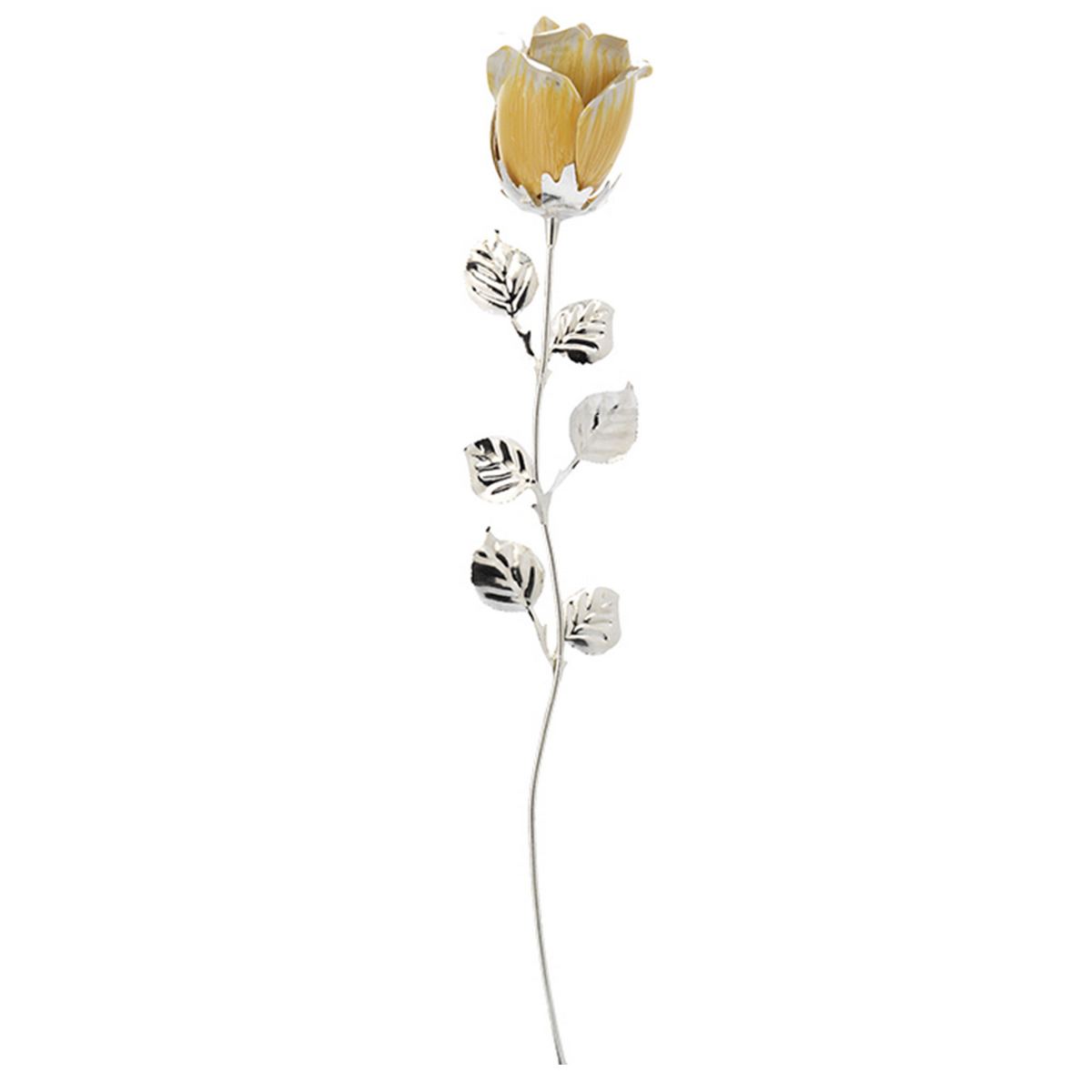 Bagutta Rosa Silver Plated Dorata con Petali Argentati 33 cm