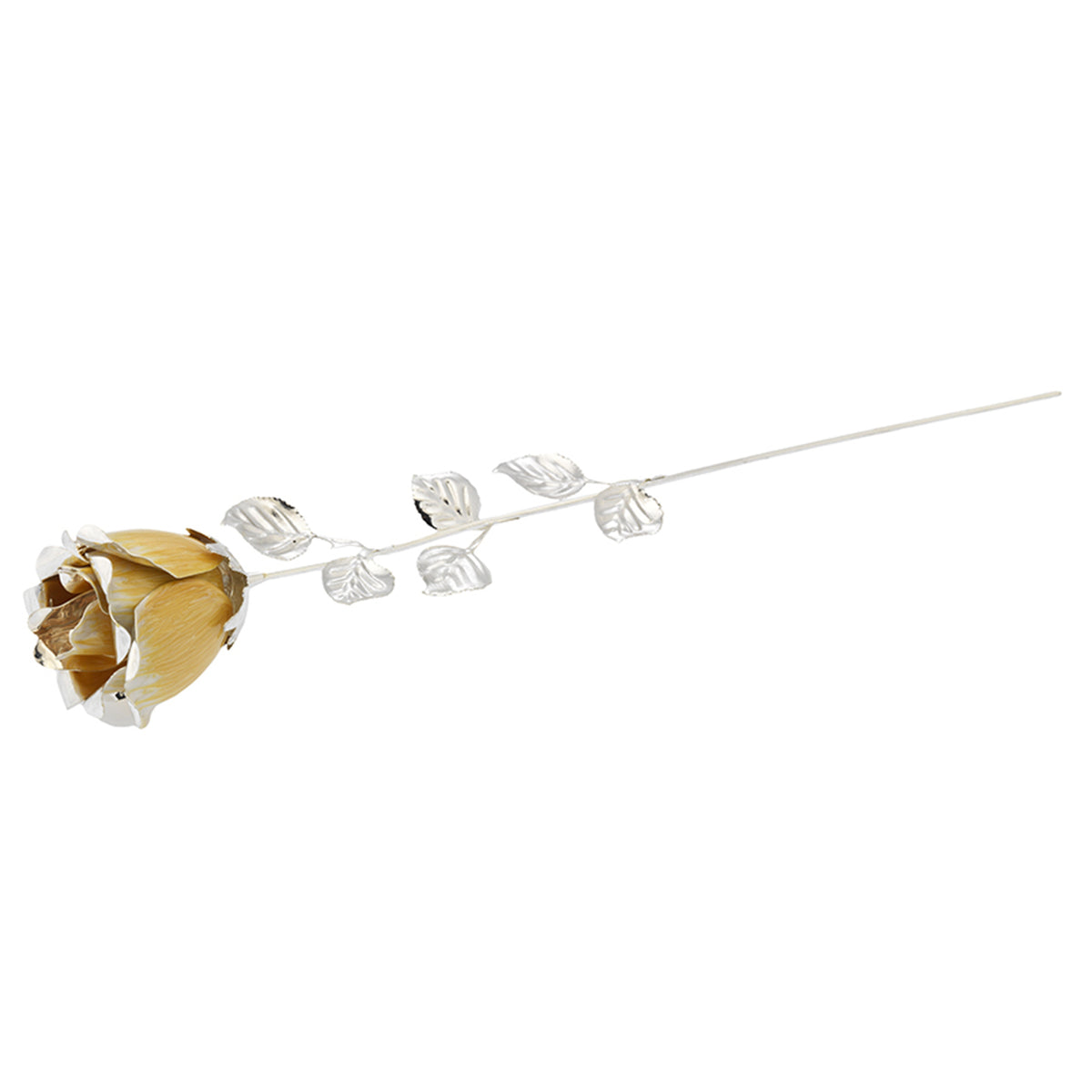 Bagutta Rosa Silver Plated Dorata con Petali Argentati 33 cm