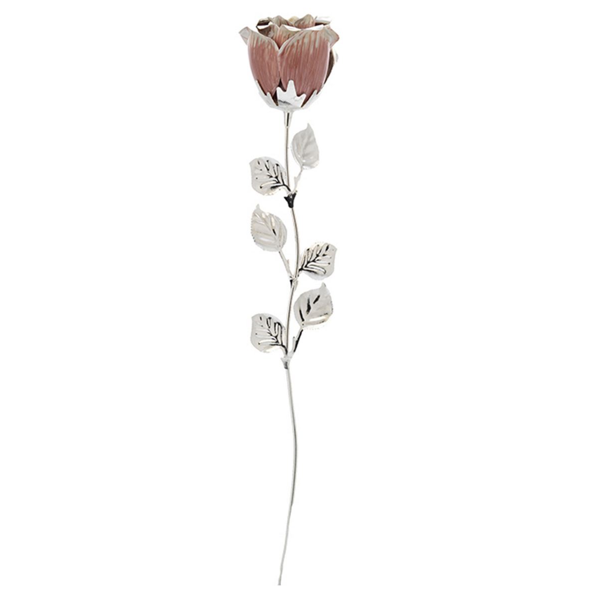 Bagutta Rosa Silver Plated Rosa con Petali Argentati 33 cm