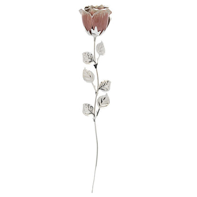 Bagutta Rosa Silver Plated Rosa con Petali Argentati 33 cm