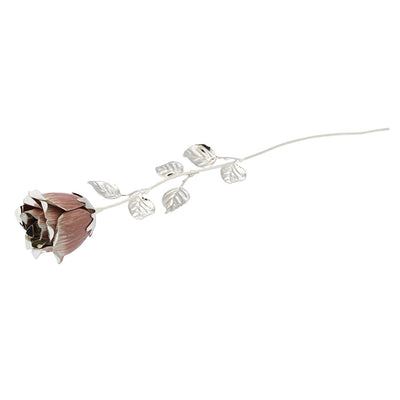 Bagutta Rosa Silver Plated Rosa con Petali Argentati 33 cm