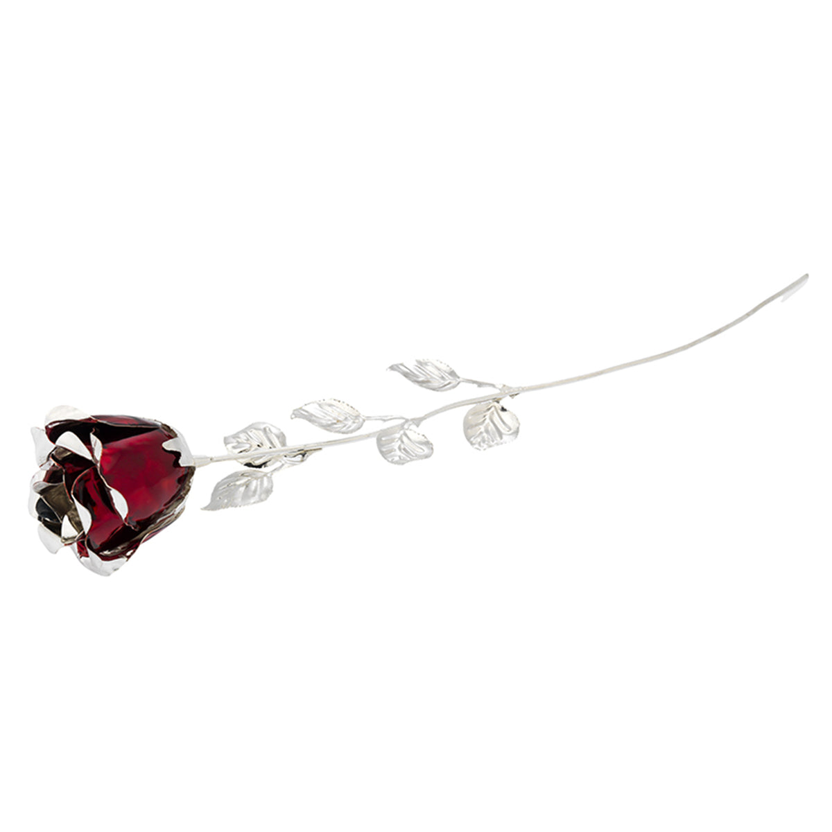 Bagutta Rosa Silver Plated Rossa con Petali Argentati 33 cm