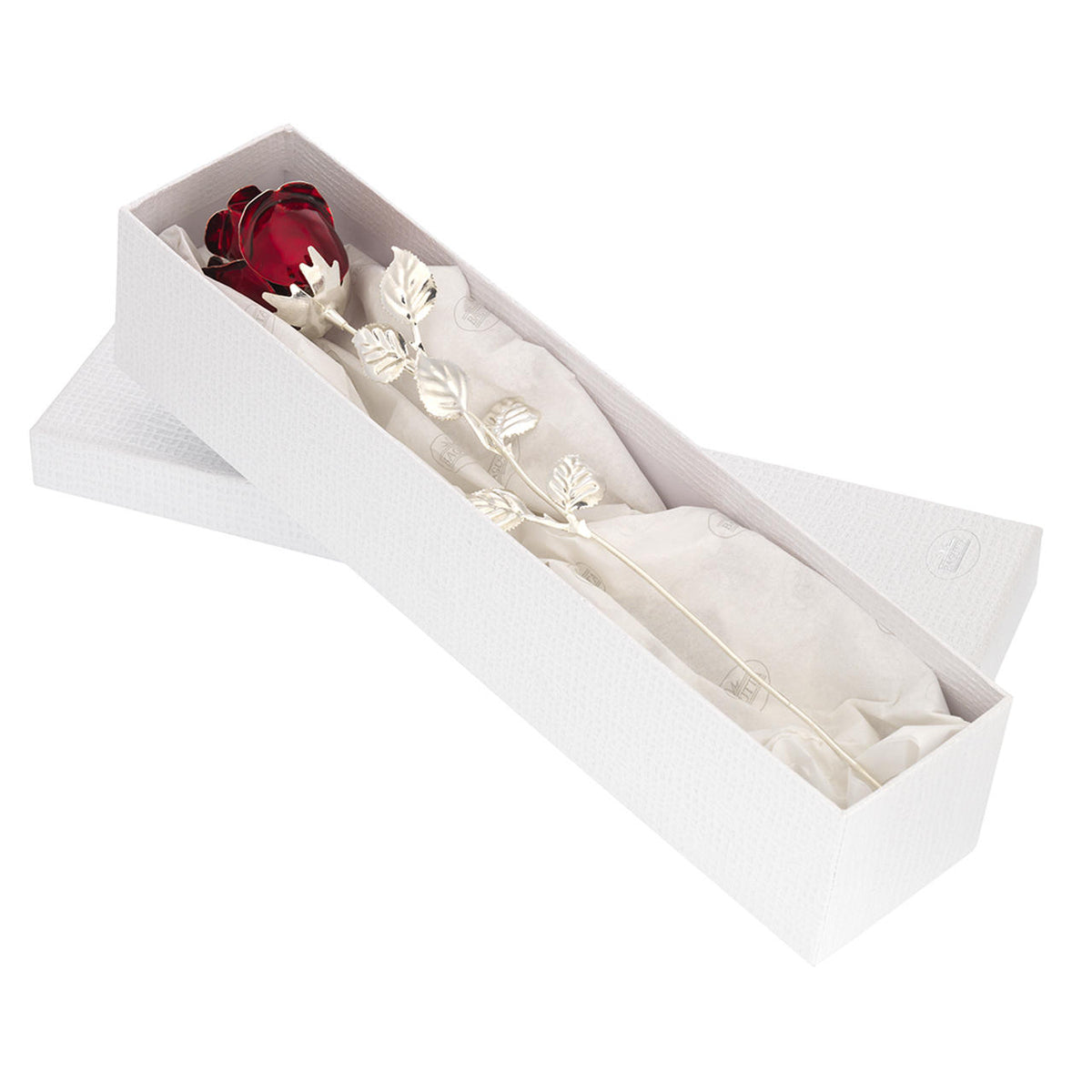 Bagutta Rosa Silver Plated Rossa con Petali Argentati 33 cm
