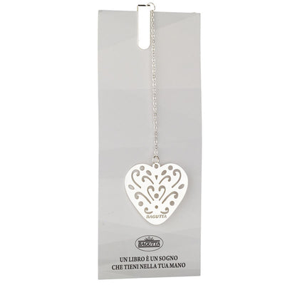Bagutta Segnalibro Silver Plated con Catenella e Pendente Cuore 13 cm