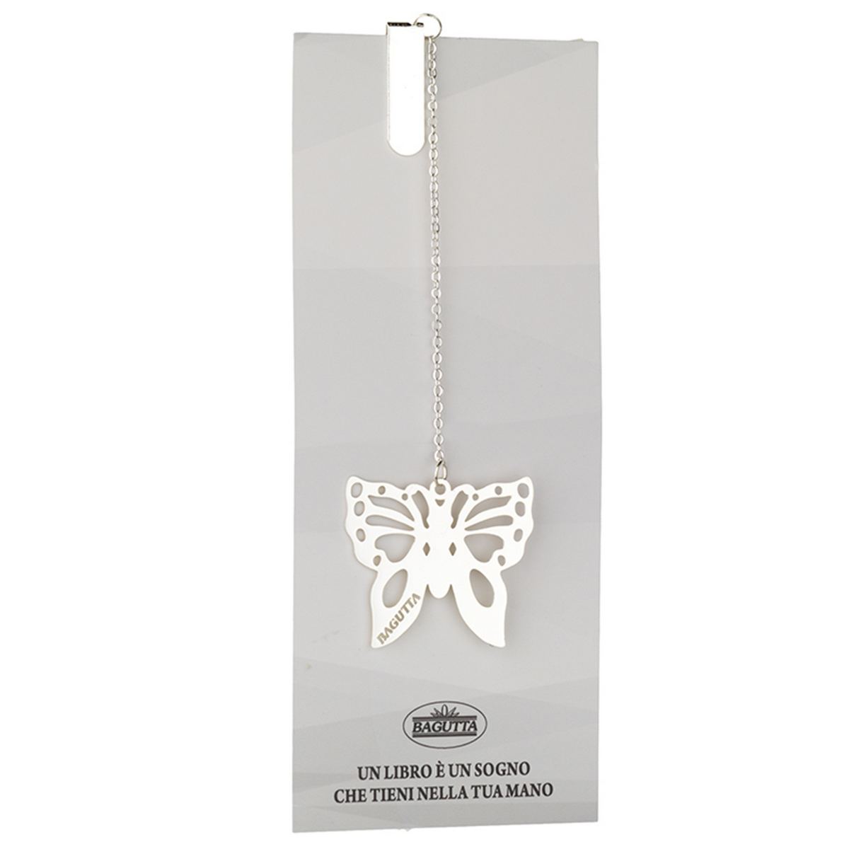 Bagutta Segnalibro Silver Plated con Catenella e Pendente Farfalla 13 cm