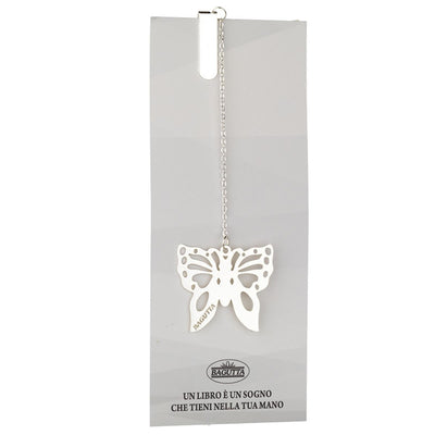Bagutta Segnalibro Silver Plated con Catenella e Pendente Farfalla 13 cm