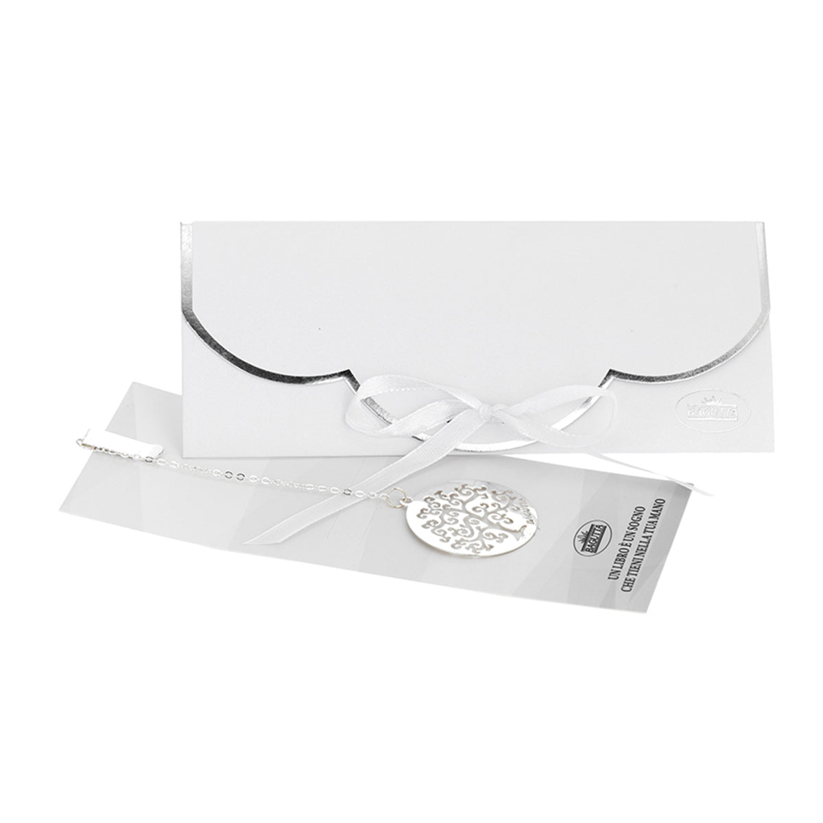 Bagutta Segnalibro Silver Plated con Catenella e Pendente Foglia 13 cm