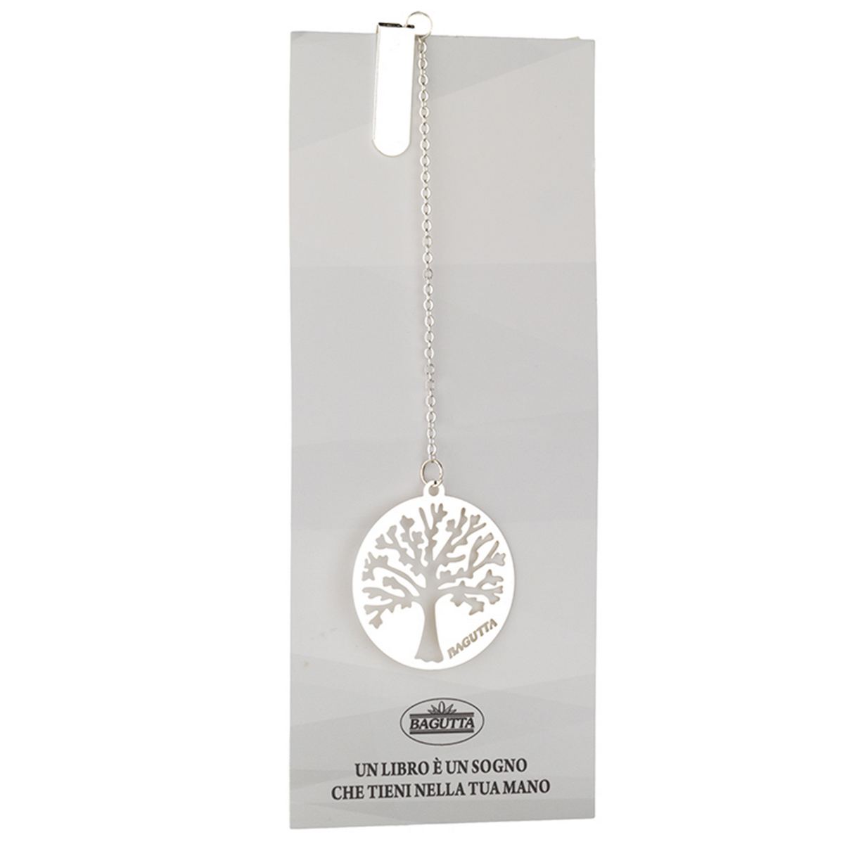 Bagutta Segnalibro Silver Plated con Catenella e Pendente Albero della Vita Classico 13 cm
