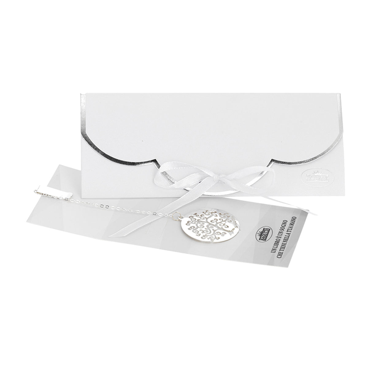 Bagutta Segnalibro Silver Plated con Catenella e Pendente Albero della Vita Classico 13 cm