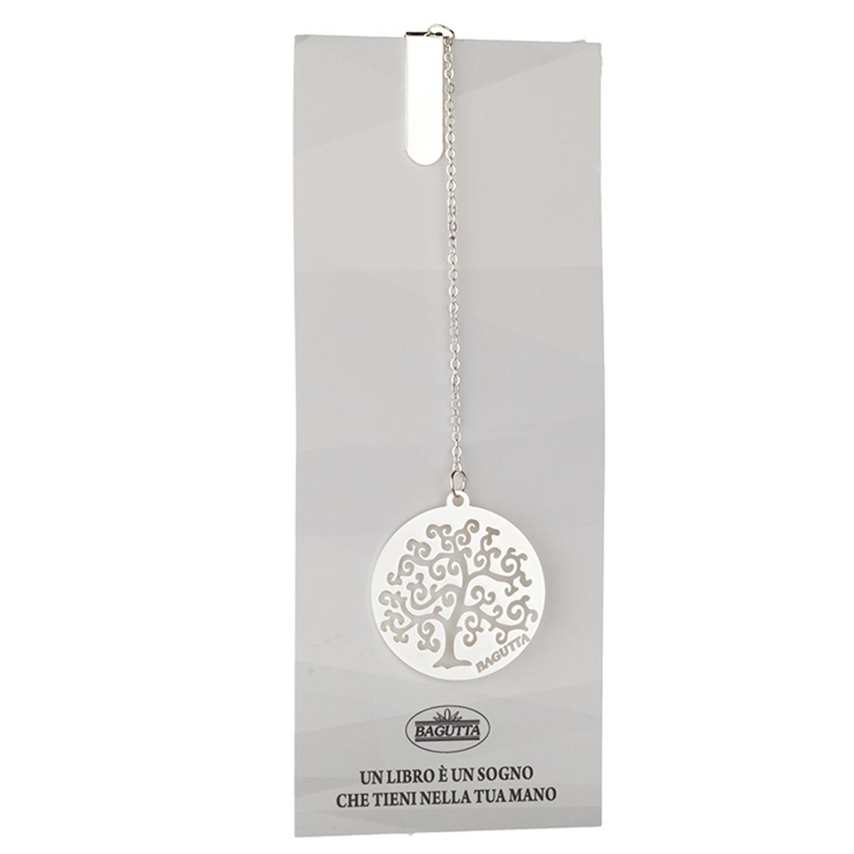 Bagutta Segnalibro Silver Plated con Catenella e Pendente Albero della Vita Stilizzato 13 cm