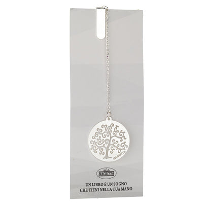 Bagutta Segnalibro Silver Plated con Catenella e Pendente Albero della Vita Stilizzato 13 cm