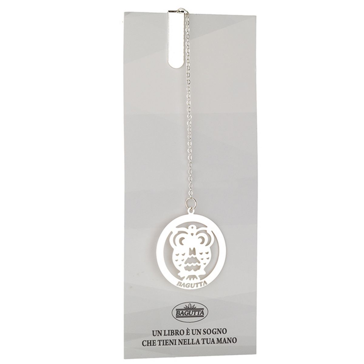 Bagutta Segnalibro Silver Plated con Catenella e Pendente Gufo 13 cm