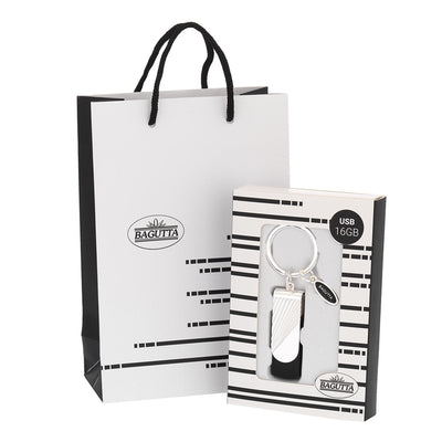 Bagutta Portachiavi con Memoria USB 16 GB Bianco con Trama Diagonale 9,5 cm