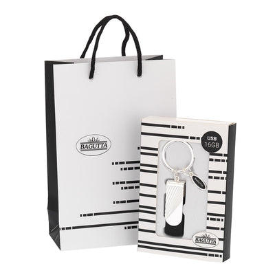 Bagutta Portachiavi con Memoria USB 16 GB Bianco con Inserto Curvo 9,5 cm