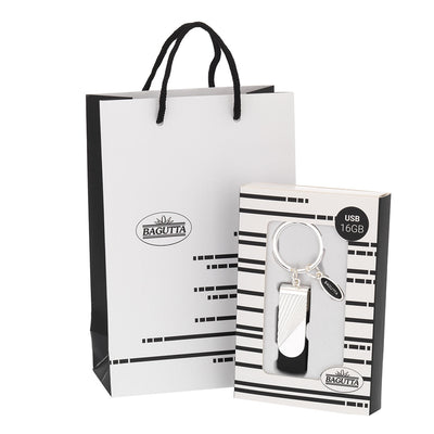 Bagutta Portachiavi con Memoria USB 16 GB Nero con Righe Incise 9,5 cm