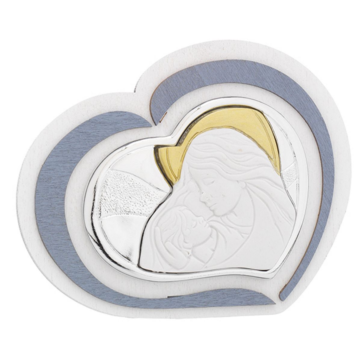 Bagutta Icona Madonna con Bambino in Legno con Cornice a Cuore