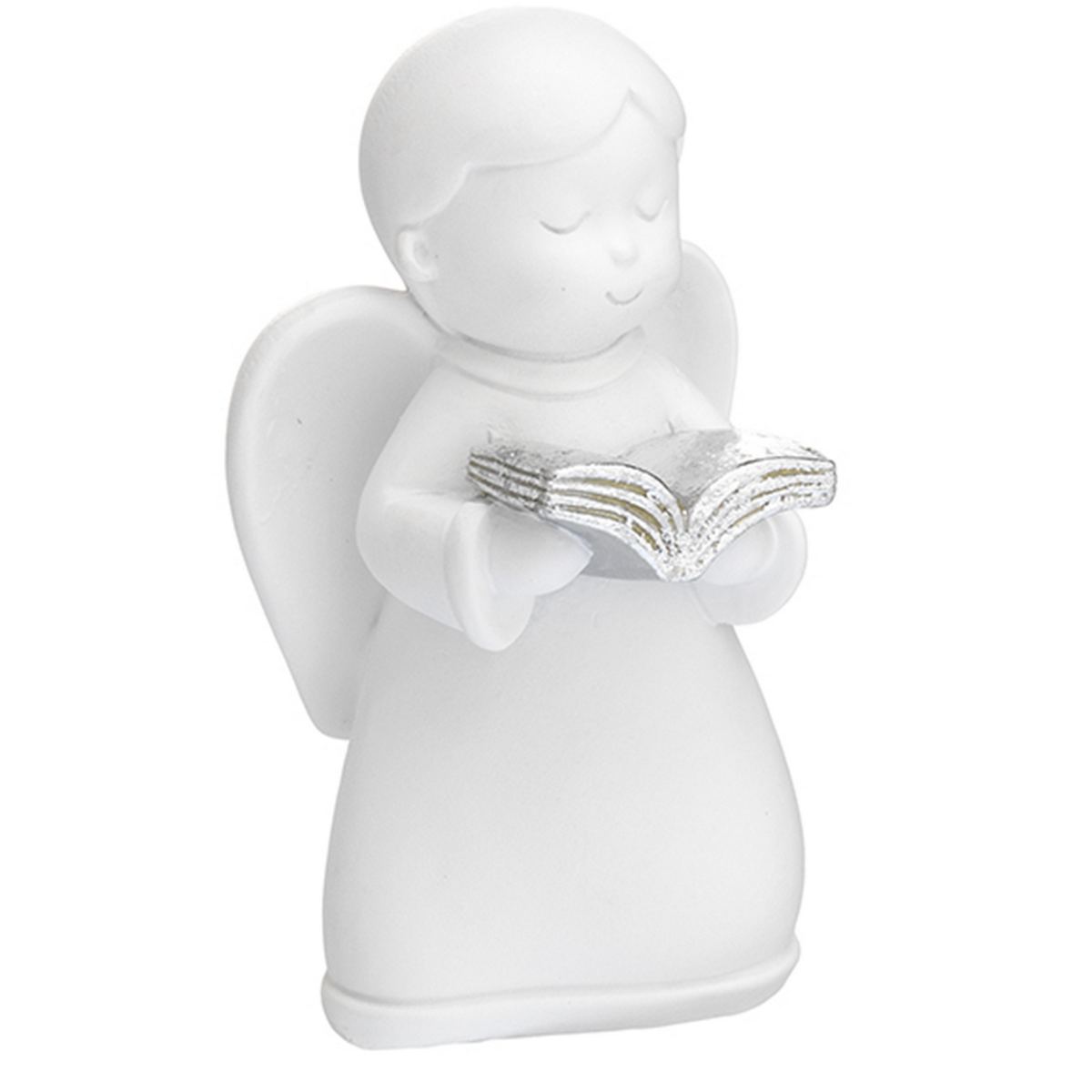 Bagutta Angioletto Bianco con Dettaglio Argentato e Libro 9 cm