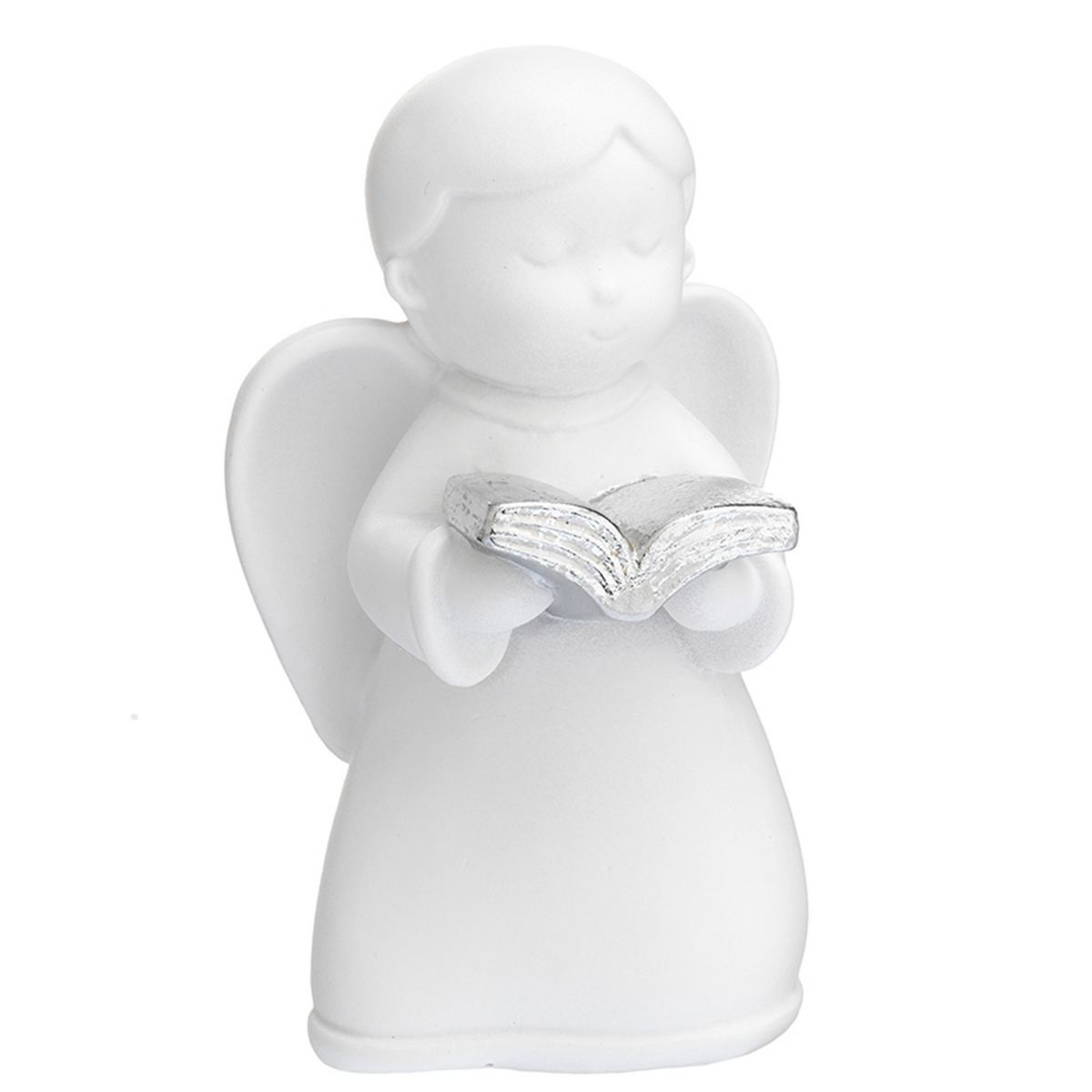 Bagutta Angioletto Bianco con Dettaglio Argentato e Libro 13 cm