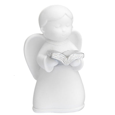 Bagutta Angioletto Bianco con Dettaglio Argentato e Libro 13 cm