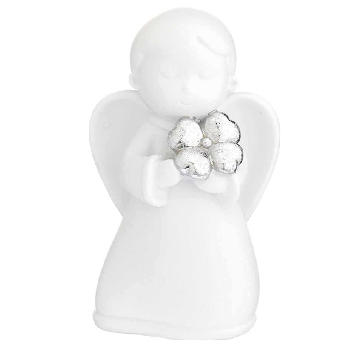 Bagutta Angioletto Bianco con Dettaglio Argentato e Fiore 13 cm