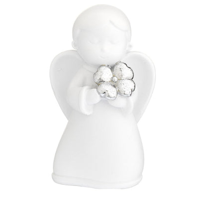 Bagutta Angioletto Bianco con Dettaglio Argentato e Fiore 13 cm
