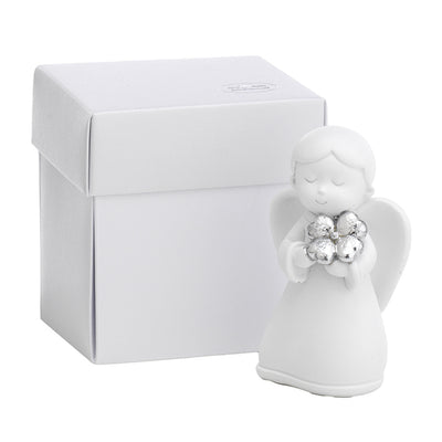 Bagutta Angioletto Bianco con Dettaglio Argentato e Fiore 13 cm