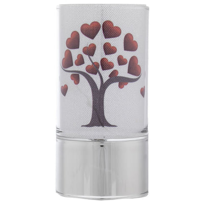 Bagutta Lampada LED da Tavolo in Vetro Albero con Cuori a Batteria 7x15 cm