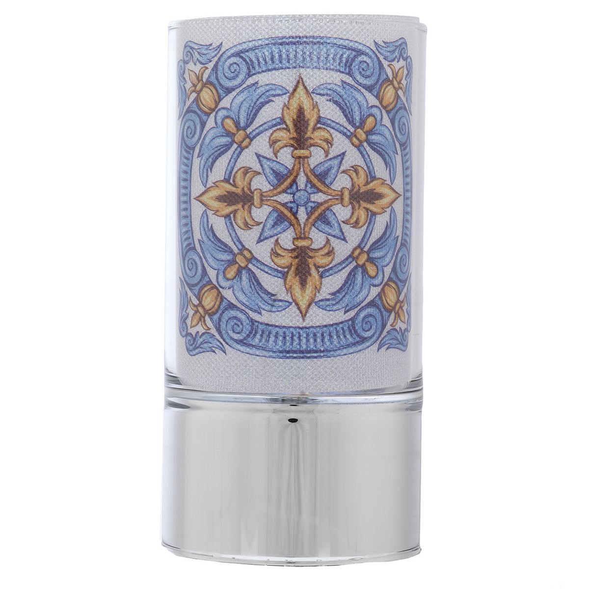 Bagutta Lampada LED da Tavolo in Vetro Maiolica Azzurra a Batteria 7x15 cm
