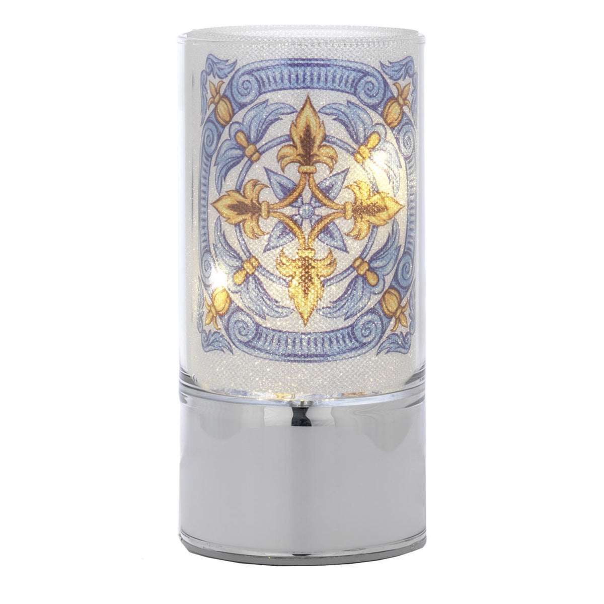 Bagutta Lampada LED da Tavolo in Vetro Maiolica Azzurra a Batteria 7x15 cm