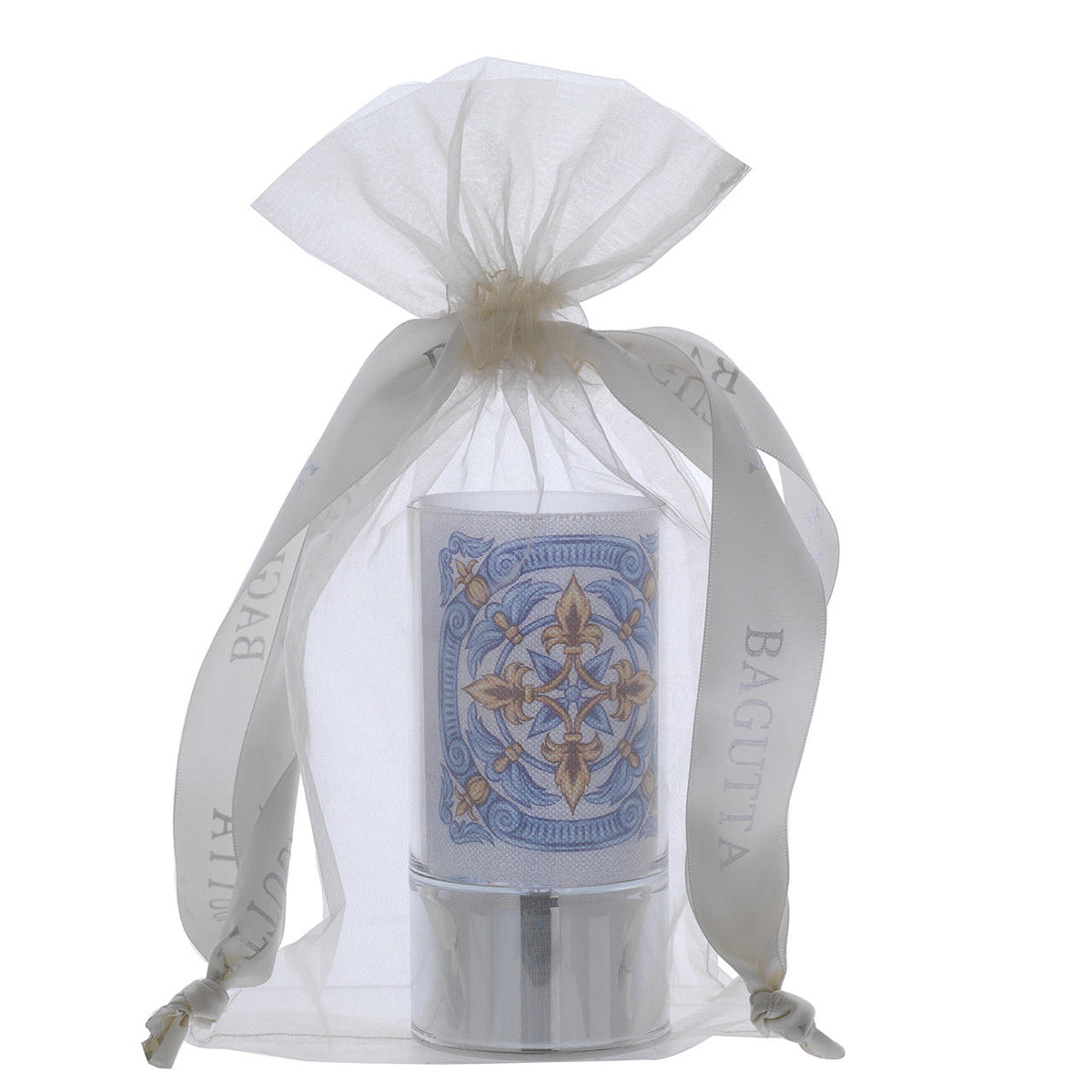 Bagutta Lampada LED da Tavolo in Vetro Maiolica Azzurra a Batteria 7x15 cm