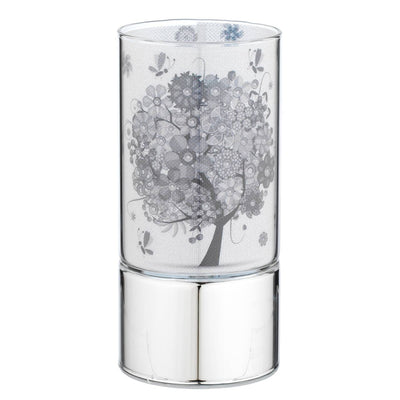 Bagutta Lampada LED da Tavolo in Vetro Albero da Frutto Bianco e Nero a Batteria 7x15 cm
