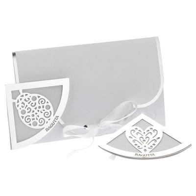 Bagutta Segnalibro Angolare in Ecopelle Bianca con Albero della Vita Classico Silver Plated 5x5 cm