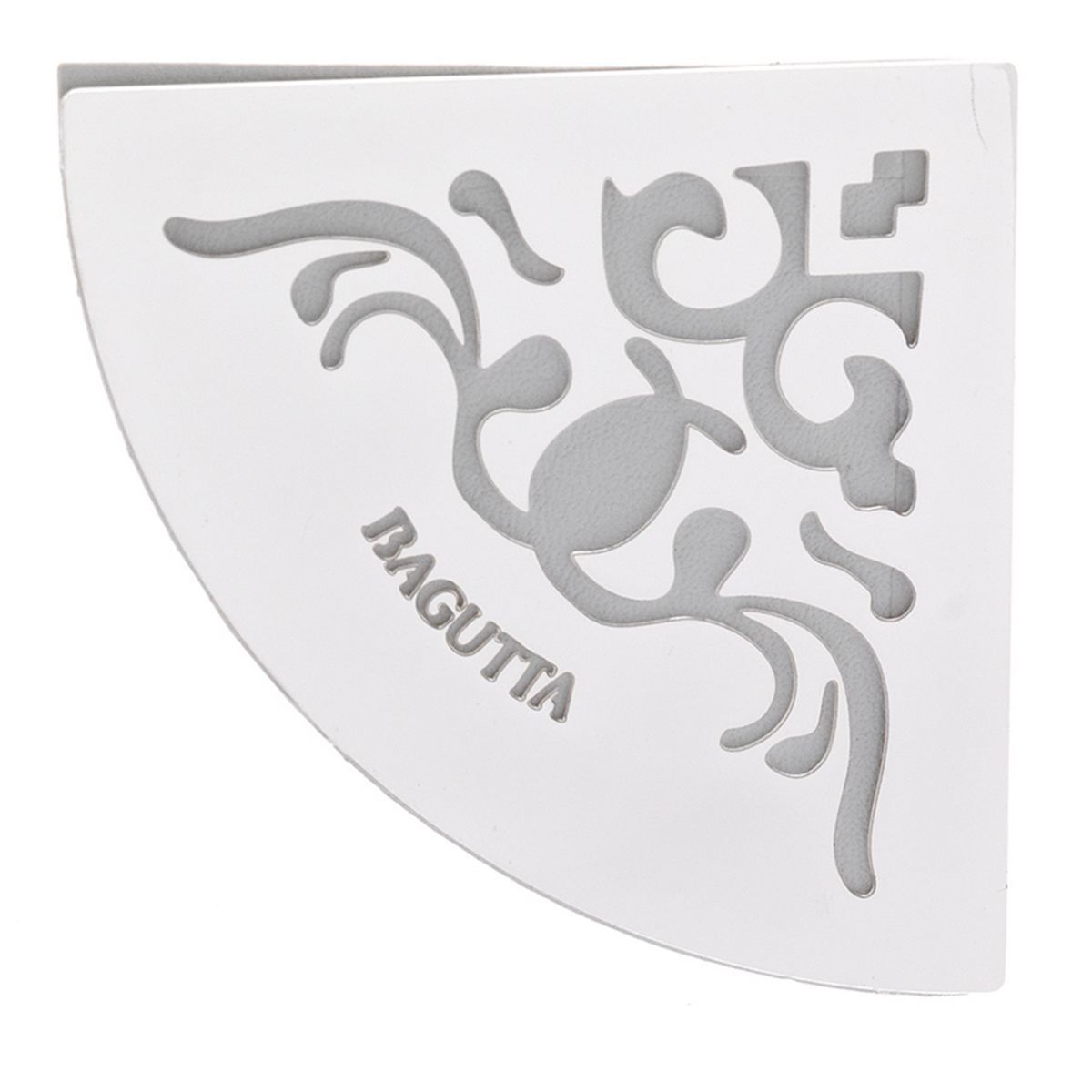 Bagutta Segnalibro Angolare in Ecopelle Bianca con Motivo Ornamentale Silver Plated 5x5 cm