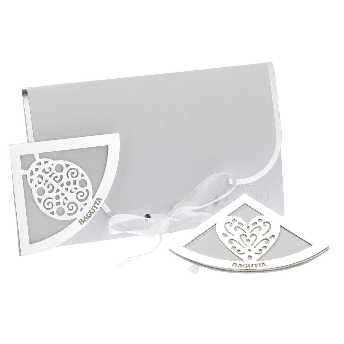 Bagutta Segnalibro Angolare in Ecopelle Bianca con Coccinella Silver Plated 5x5 cm