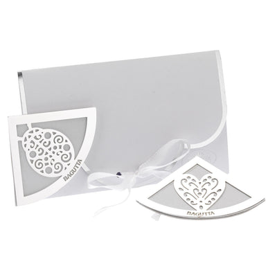 Bagutta Segnalibro Angolare in Ecopelle Bianca con Coccinella Silver Plated 5x5 cm