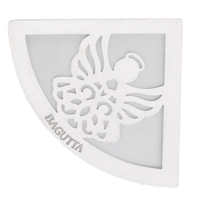 Bagutta Segnalibro Angolare in Ecopelle Bianca con Angelo Silver Plated 5x5 cm