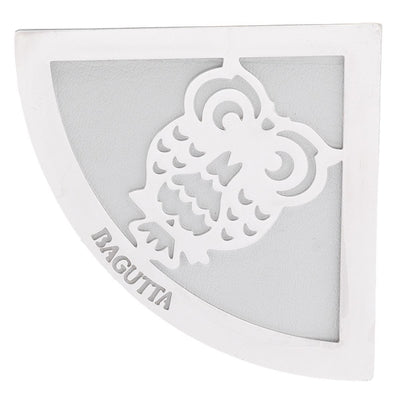 Bagutta Segnalibro Angolare in Ecopelle Bianca con Gufo Silver Plated 5x5 cm