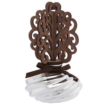 Bagutta Profumatore per Ambienti Vetro Argentato Albero Riccioli in Legno 8x16 cm