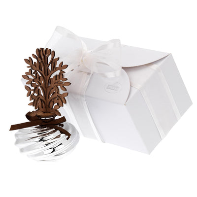 Bagutta Profumatore per Ambienti Vetro Argentato Albero con Foglie in Legno 8x16 cm