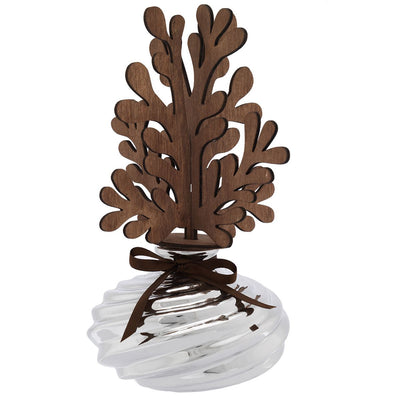Bagutta Profumatore per Ambienti Vetro Argentato Albero con Rami in Legno 11x21 cm