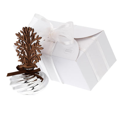 Bagutta Profumatore per Ambienti Vetro Argentato Albero con Rami in Legno 11x21 cm