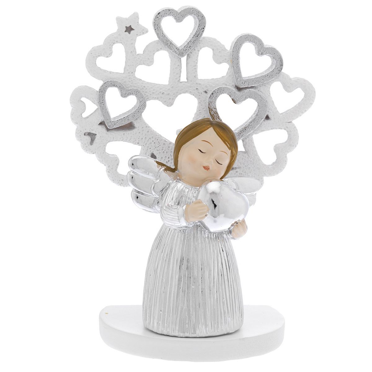 Bagutta Albero della Vita Argentato con Angioletto e Cuore 12 cm