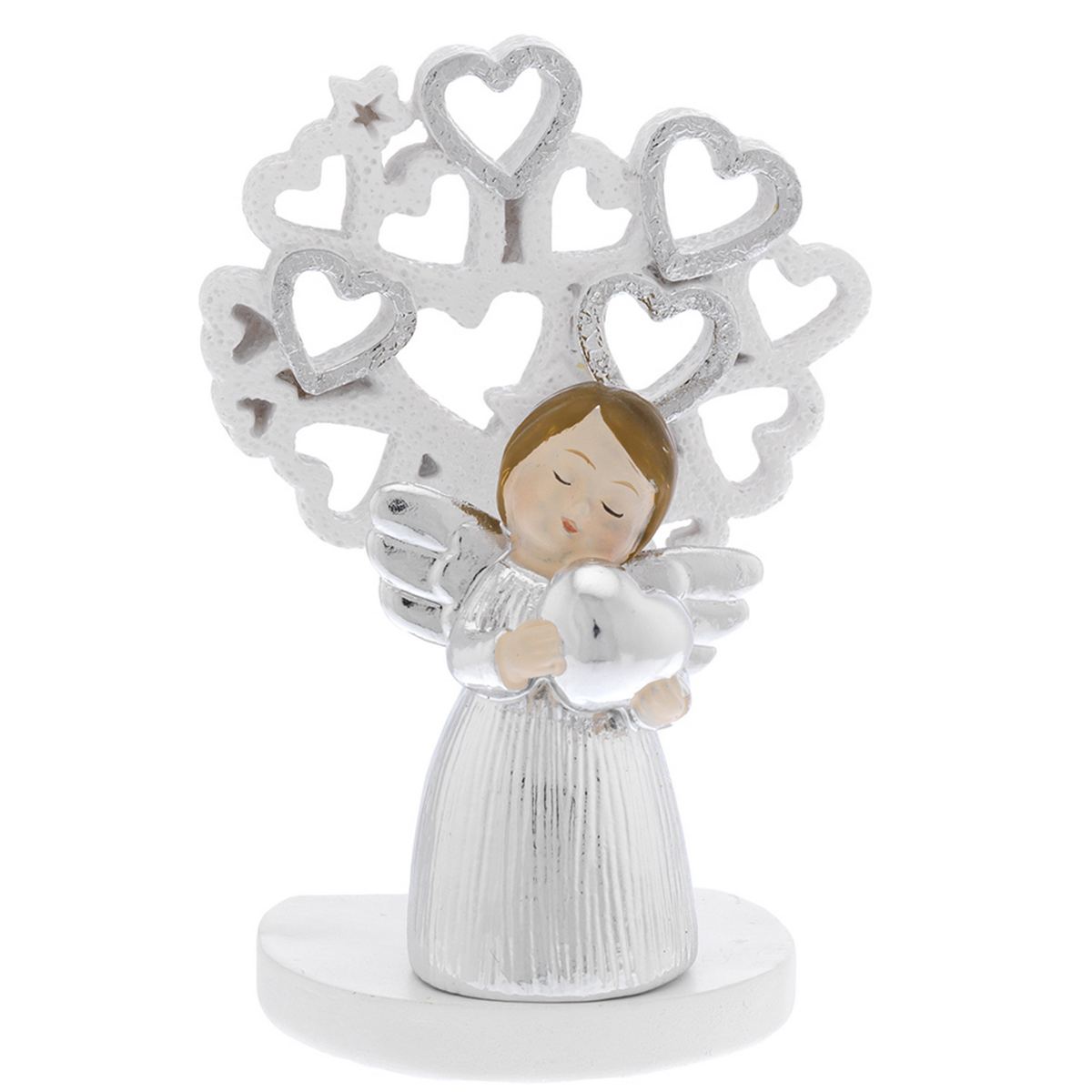 Bagutta Albero della Vita Argentato con Angioletto e Cuore 8 cm